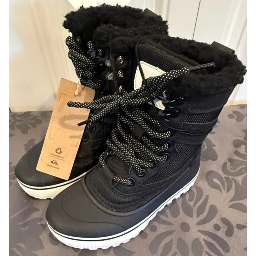 Quiksilver Sub Zero Hi Youth 11 Black White Winter Snow Boots 3M Thinsulate